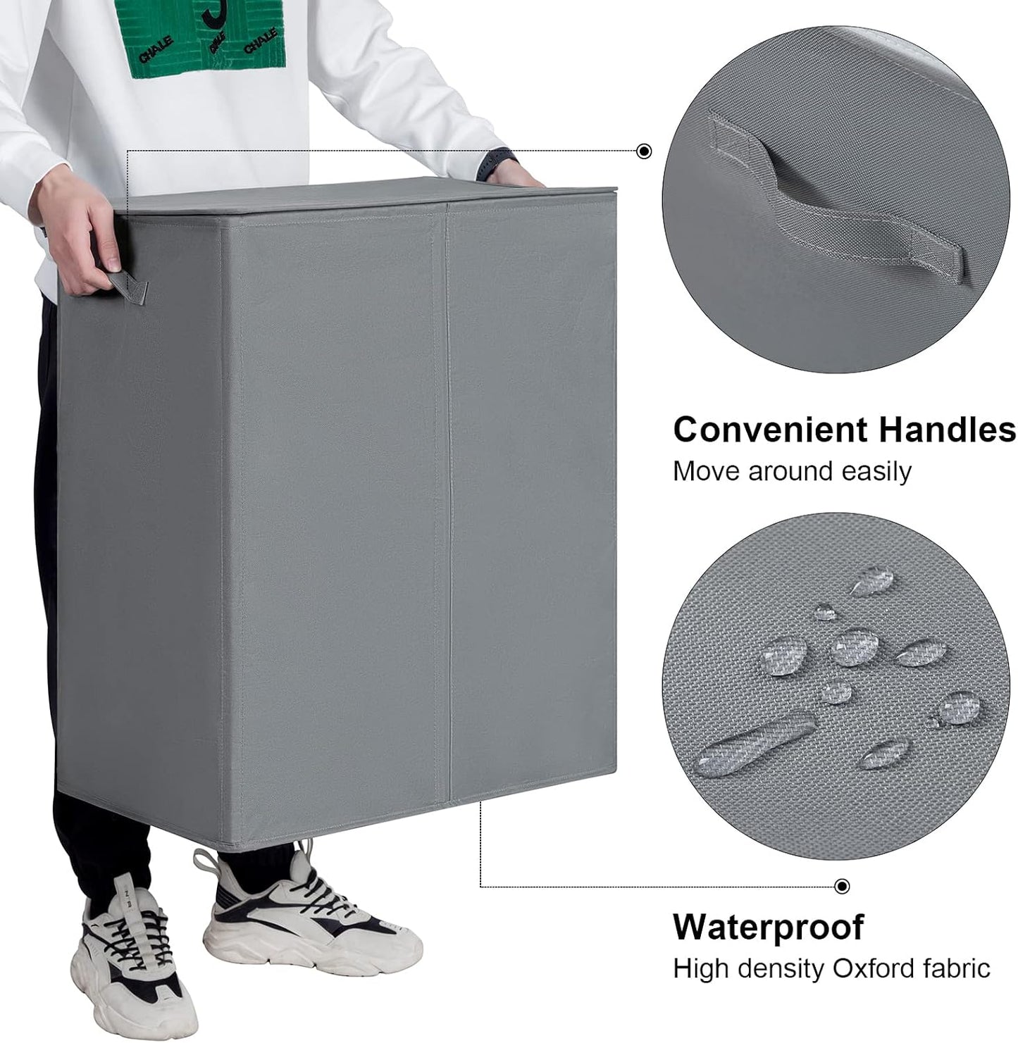 WOWLIVE 180L Laundry Hamper with Lid 3 Section,Large Laundry Basket with Removable Bags and Handles,Collapsible Dirty Clothes Hampers for Laundry,Laundry Basket Organizer for Laundry Room,Dorm,Beige