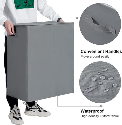 WOWLIVE 180L Laundry Hamper with Lid 3 Section,Large Laundry Basket with Removable Bags and Handles,Collapsible Dirty Clothes Hampers for Laundry,Laundry Basket Organizer for Laundry Room,Dorm,Beige