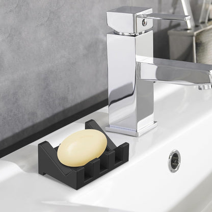 Silicone Soap Dish Set,3PCS Self Draining Soap Holder for Bar Soap | Self draining silicone soap dish with drainage,waterfall design keeps bar soap dry,extended soap holder for shower,bathroom