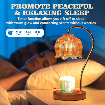 Fragrance Candle Warmer Lamp with 2 Bulbs Electric Candle Warmer with Timer & Dimmer for Home Decor