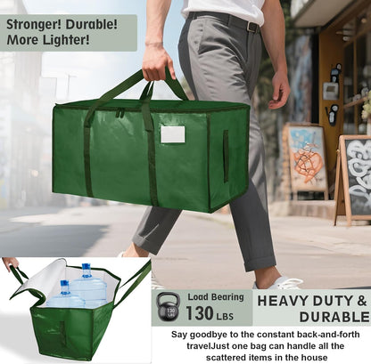 8 Pack-Extra Large Heavy Duty Moving Bags - Waterproof Storage Totes with Handles & Zippers, Foldable for College Dorm, Storage (Clear)