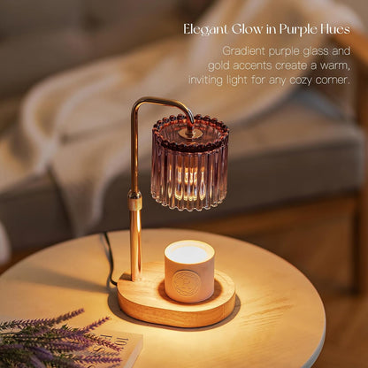 Candeldo Candle Warmer Lamp with Timer: Black Wax Melt Warmer | Height Adjustable, Dimmable, with 2 Bulbs, Modern Farmhouse Decor for Home, Bedroom, Gifts for Women, Birthday, Housewarming