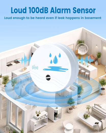 5 Pack Water Leak Detectors for Home, 100dB Waterproof Water Sensor Alarm Leak Detector for Basements, Bathrooms, Laundries, Sinks, and Windows(Battery Included)