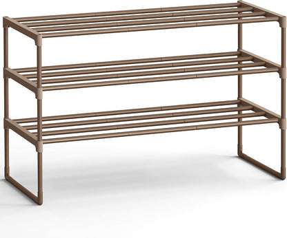 SONGMICS Shoe Rack, 6-Tier Shoe Organizer, Metal Storage Shelf, Upright or Upside Down, for 24-30 Pairs, Stackable, for Entryway, 11.8 x 36.2 x 42.7 Inches, Black ULSA306BH01