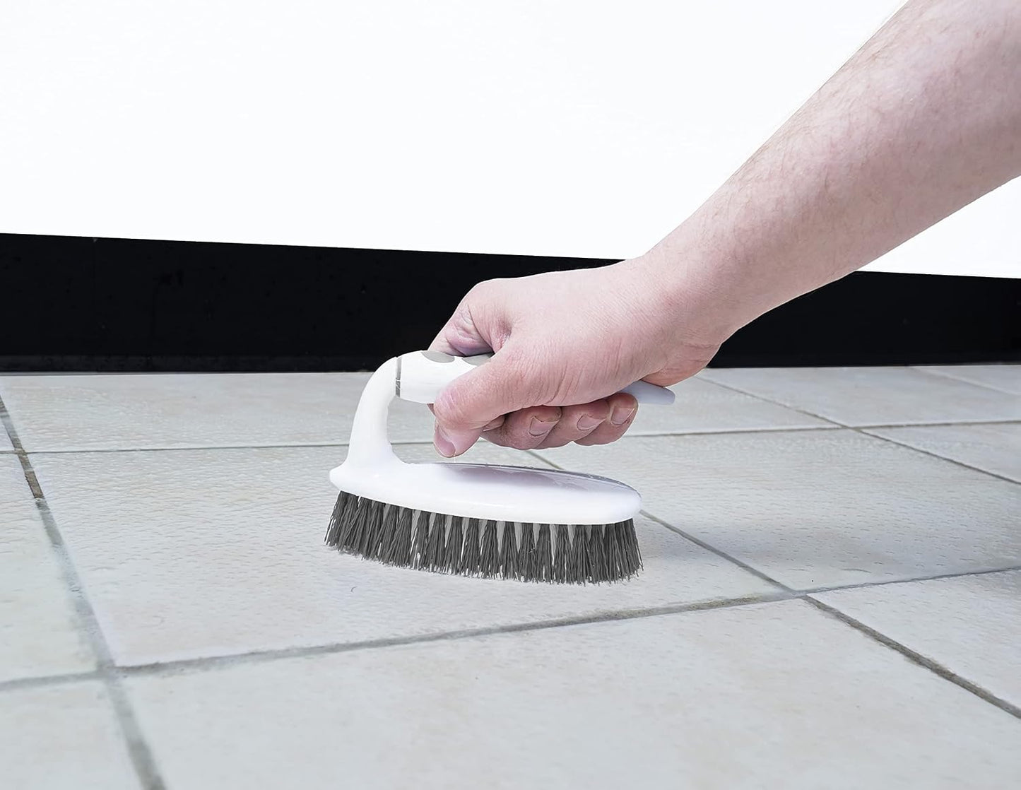 Superio Cleaning Scrub Brush with Stiff Bristles and Comfort Grip Handle, Grey 2 Pack Heavy-Duty Household Utility Scrubber for Kitchen, Bathroom, Shower, Sink, Toilet