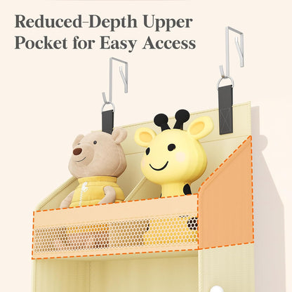 Lifewit 4 Tier Over the Door Diaper Organizer for Nursery, Large Heavy Duty Hanging Storage with 4 Mesh Side Pockets, Sturdy Back of Door Shelf for Baby Stuff Toy in Pantry, Laundry, Bathroom, Gray