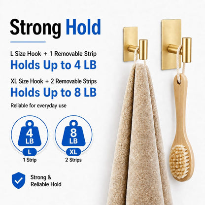 Removable Towel Hooks for Bathrooms, Heavy Duty Adhesive Hooks for Walls No Damage, Black Home Storage Hooks for Inside Shower, Sticky Hooks for Hanging Robe Coat Loofah Clothes Kitchen, 14Pcs Sus304