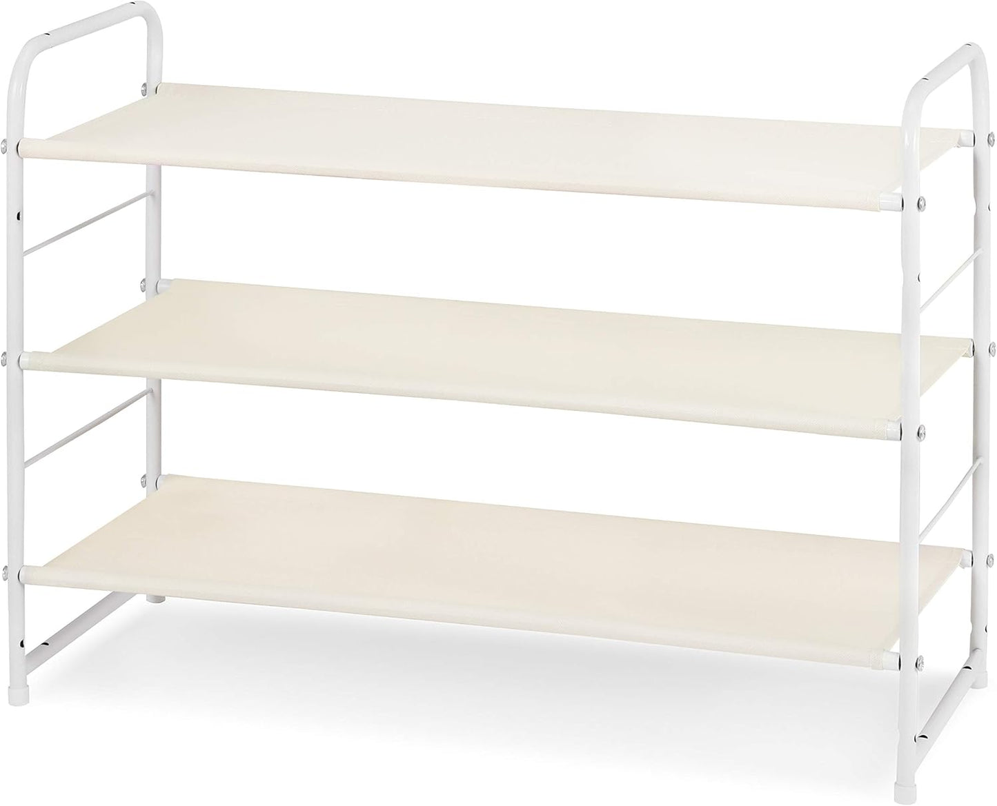 Simple Trending 3-Tier Stackable Shoe Rack, Expandable & Adjustable Shoe Shelf Storage Organizer, Wire Grid, Black