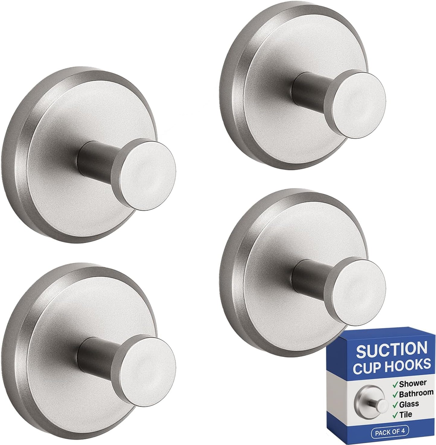 HOME SO Suction Cup Hooks for Shower & Bathroom Towel Holder 2-Pack – Suction Cups Hooks for Hanging Towels, Robes, & Coats - Tiles, Glass Door or Mirror – Shower Hooks & Towel Hooks Organizer - Black