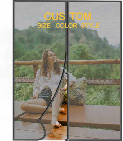Magnetic Screen Door - 38"x83" Heavy Duty Mesh for Entry Front Back Patio Sliding Door, Self Sealing Hands Free, Bug Proof, Windproof Clips, No Drill Easy Install, Pet & Child Friendly, Black