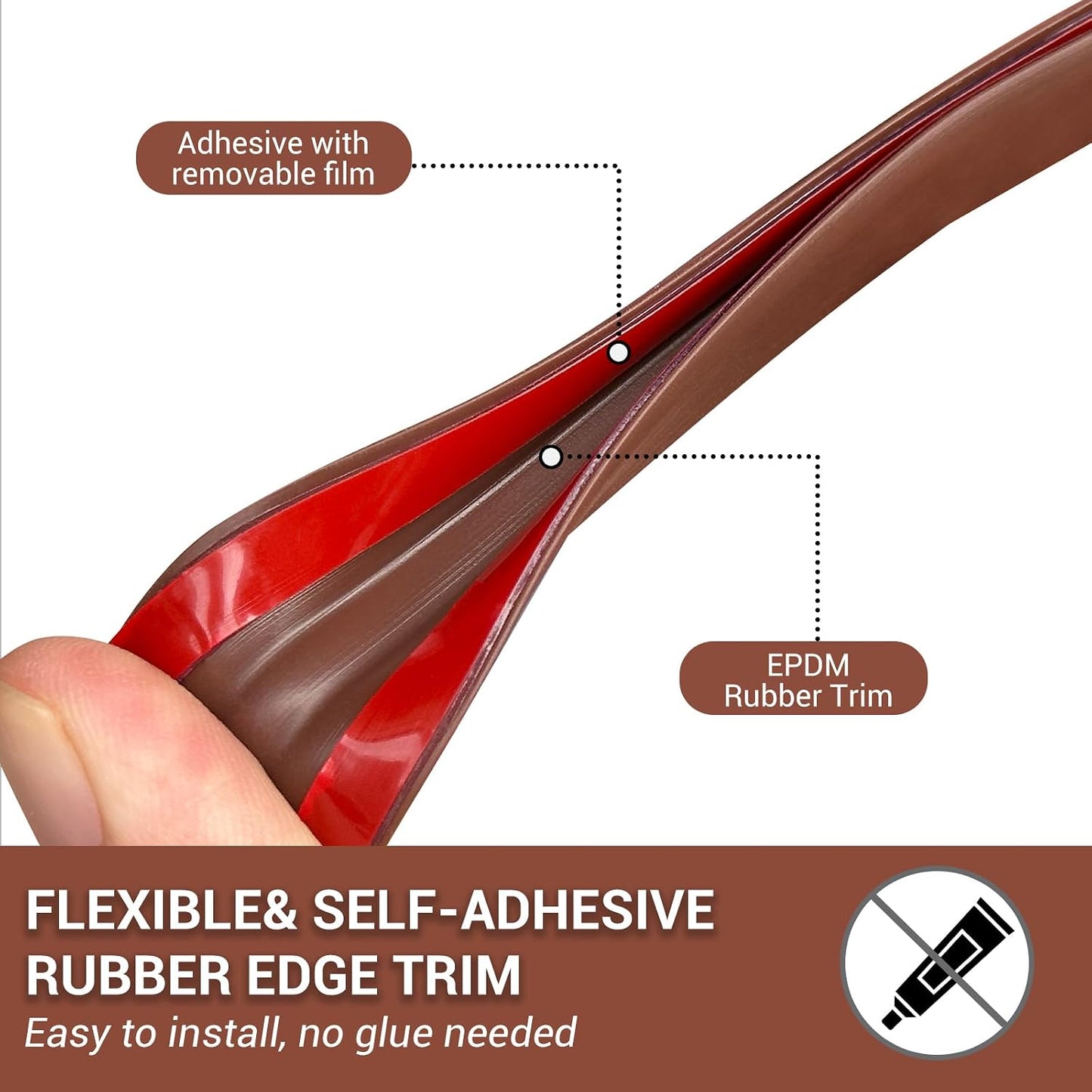 Slimline Cabinet Door Edge Protector, 3/4" Self Adhesive Peel and Stick Rubber Edge Guards, Flexible U Shaped Strips for Kitchen & Garbage Drawer Fronts, Edge Trims for Desks and Shelfves, Black, 10Ft