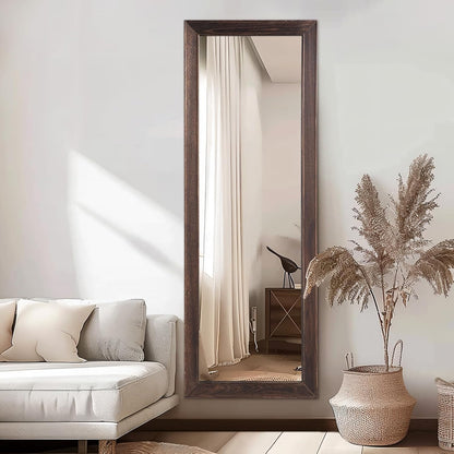 MELOMOIR Rustic Farmhouse Full Length Mirror, 64"x21" Wood Frame Floor Mirror, Free Standing Leaning Hanging Mirror, Long Mirror for Bedroom Living Room Cloakroom
