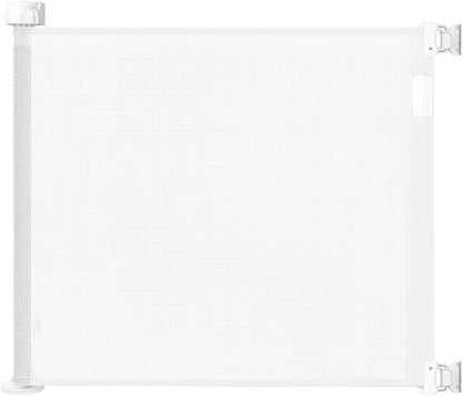 Retractable Baby Gate for Stairs – 33” Height, Expands up to 55” Width – Safety Gate for Infants, Toddlers, Dogs & Pets – Easy Install, Secure Closure, White Mesh Design for Indoor & Outdoor Use