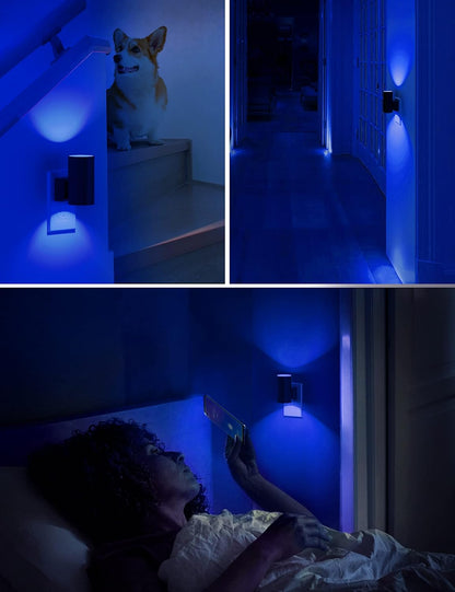 L LOHAS LED Night Light Plug in, Modern Night Lights Plug into Wall, Dusk to Dawn Sensor, Soft White 3000K, 0-100LM Adjustable Brightness, Dimmable Night Lights for Hallway Bedroom Stairway, 2 Pack