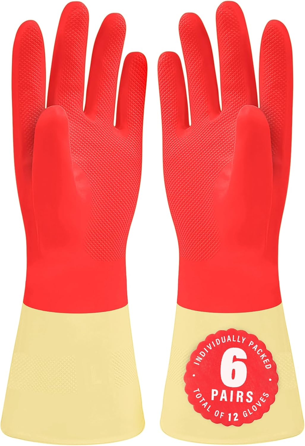 SteadMax Red Cleaning Gloves, Supreme Durability, Natural Rubber Latex Gloves