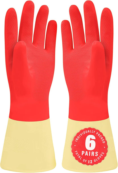 SteadMax Red Cleaning Gloves, Supreme Durability, Natural Rubber Latex Gloves