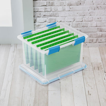 Sterilite 4-Pack Gasket Box, Home Storage Organizer Bins with Lids, 37 Quart – Stackable Clear Plastic Containers for Bedroom, Bathroom, Garage, Basement, or Attic