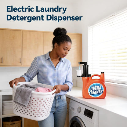 Electric Laundry Detergent Dispenser, Automatic Laundry Dispenser for Liquid Detergent, with Bottle Adapter, USB Recharg 8ml/s Flow, 5 Mode Smart Laundry Soap Pump for Laundry Room Organization, White