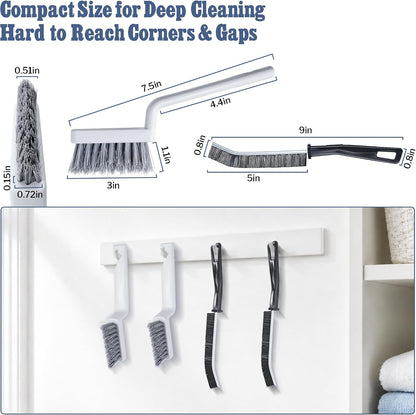 SIMPOR 4Pcs Grout Cleaner Brush Set, V Shape Grout Brush & Crevice Cleaning Brush, Stiff Tile Brush for Bathroom Kitchen Shower Floor Window Grout Cleaning Brush Gap Cleaning