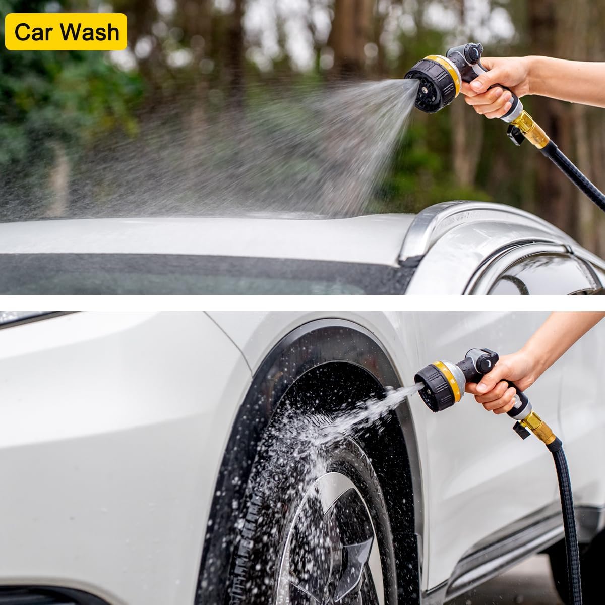 FANHAO Heavy Duty Garden Hose Nozzle, Metal Water Hose Sprayer with 10 Spray Patterns, Thumb Control, On Off Valve, High Pressure Water Nozzle for Plants Watering, Car and Pet Washing, Blue