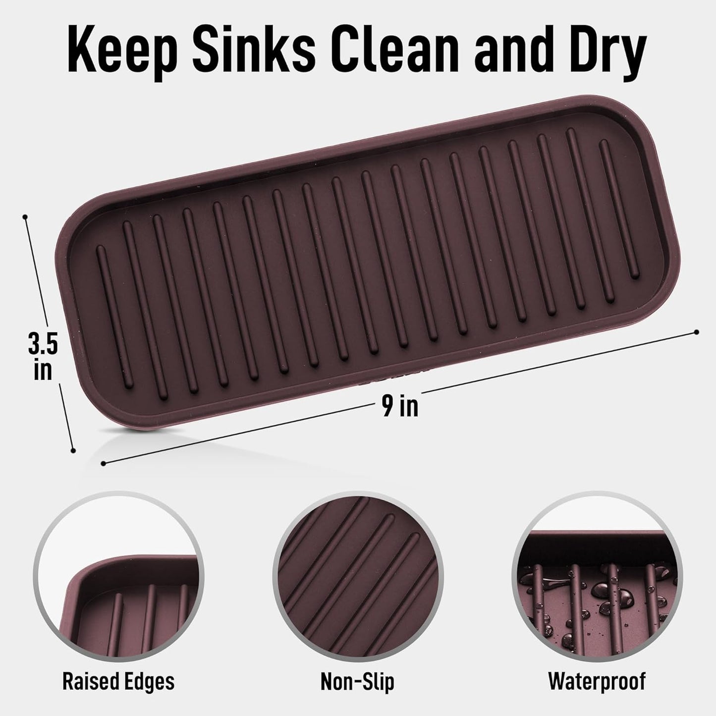 Zulay Kitchen (9x3.5in) Sponge Holder for Kitchen Sink - Flexible Heavy-Duty Multipurpose Sink Caddy - Counter Organizer for Kitchen, Bathroom, Makeup, Trinkets & More! (Grey)