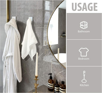 VIS'V Adhesive Towel Hooks, Waterproof Shower Wall Stick on Hooks, 2 Extra Adhesive Strips, White, 4 Pcs