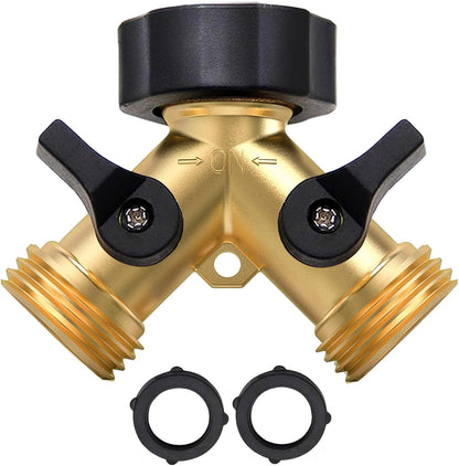 Twinkle Star 2 Way Garden Hose Splitter 3/4" GHT | Hose Y Splitter, Brass Dual Hose Splitter Leak-free