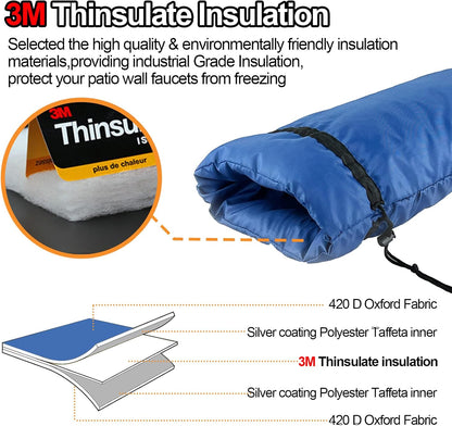 XXL Outdoor Faucet Covers for Winter, 3M Thinsulate Insulation Faucet Freeze Protector, 25”H x 13”W for Garden Lawn Faucets & Yard Hydrant, Waterproof Insulated Spigot Cover Faucet Sock – Black