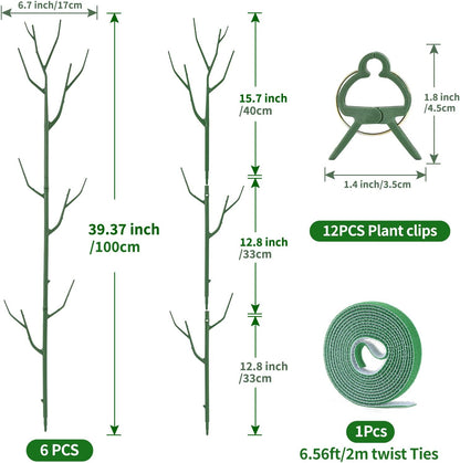 Yhtpouqe 12 Pack Plant Support Stakes, Plant Stakes for Indoor and Outdoor Plants. 39.37inch Plant Sticks with Extension Poles, Plant Clips, Plant Ties for Potted Monstera Plants, Climbing Plants