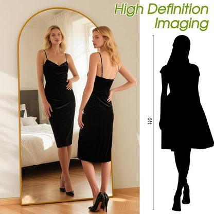 59"x16" Floor Mirror Full Length, Arched Full Length Mirror with Stand, Full Body Mirrors for Bedroom Living Room or Cloakroom Gold