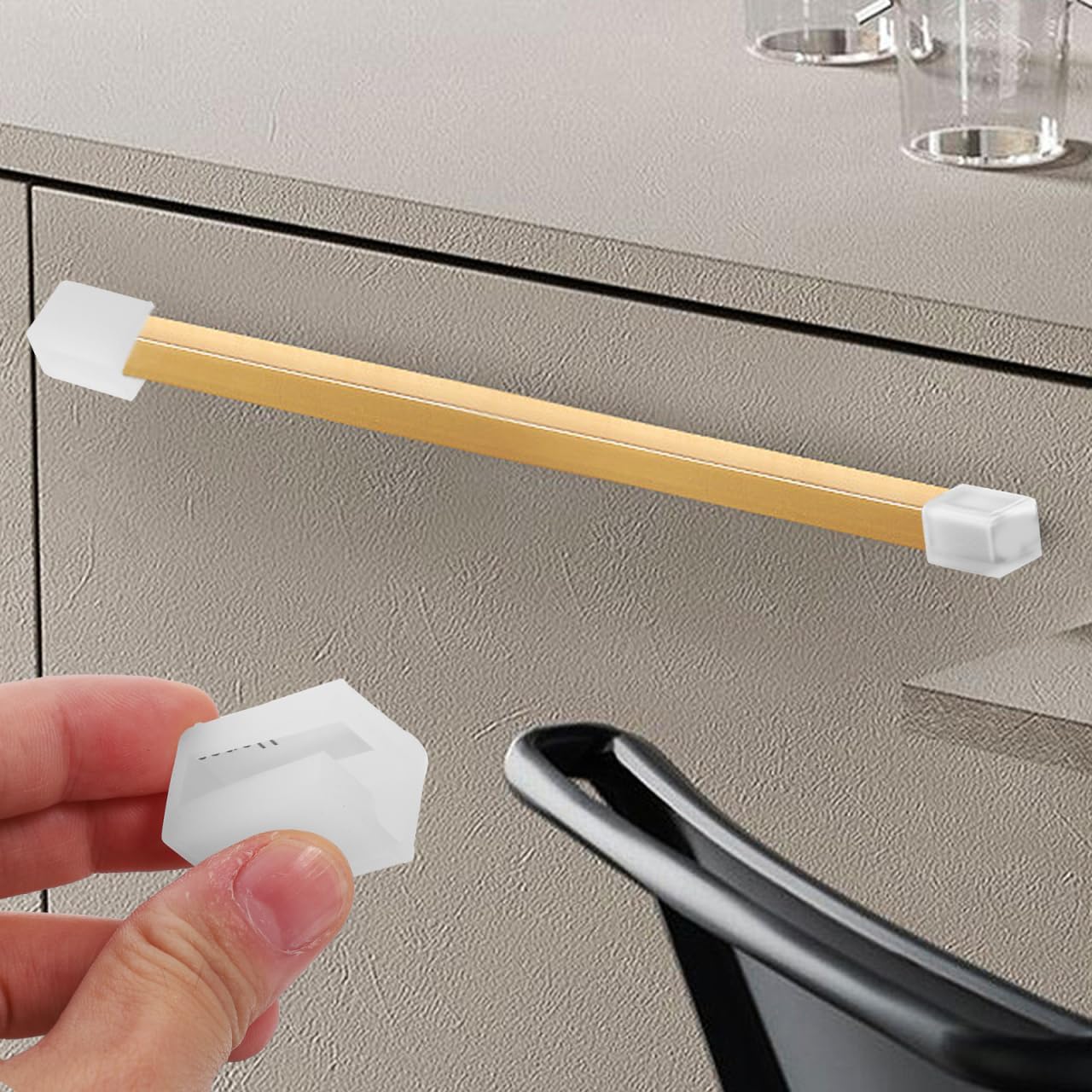 6 Pcs Child Proof Corner Guards, Transparent Silicone 0.98x0.71x0.71 Inch Corner Covers Baby Safety, F Shape Drawer Handle Covers Furniture Edge Protector Table Desk Fireplace