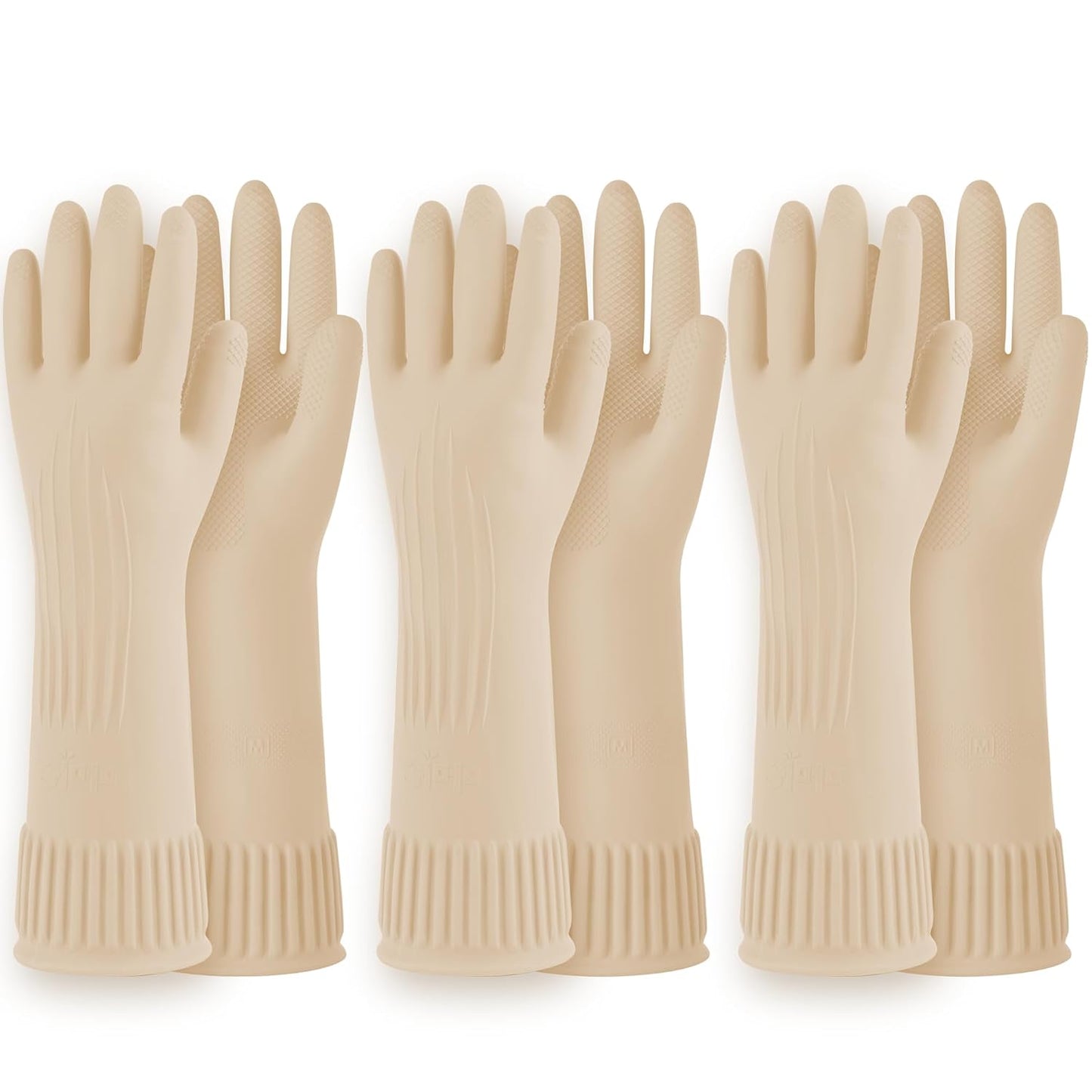 DABOGOSA Mamison 2 Pairs Reusable Waterproof Household Dishwashing Cleaning Rubber Gloves, Non-Slip Kitchen Glove (Pink, Medium (Pack of 2))