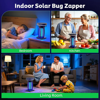 OnBeam Solar Bug Zapper Outdoor, 4200V Electric Mosquito Killer for Patio | Solar & USB-C Charging, IPX5 Waterproof, Auto Mode, SOS Light, Indoor Fly Trap for Home, Backyard, Garden, Camping