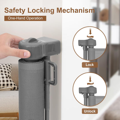 Miumoon 71 inch Retractable Baby Gates 42 inch Tall, Retractable Gate with Reinforced Strip Design to Prevent Crawling Through, 6 FT Retractable Dog Gate for Stairs, Doorways, Hallways, Indoor/Outdoor