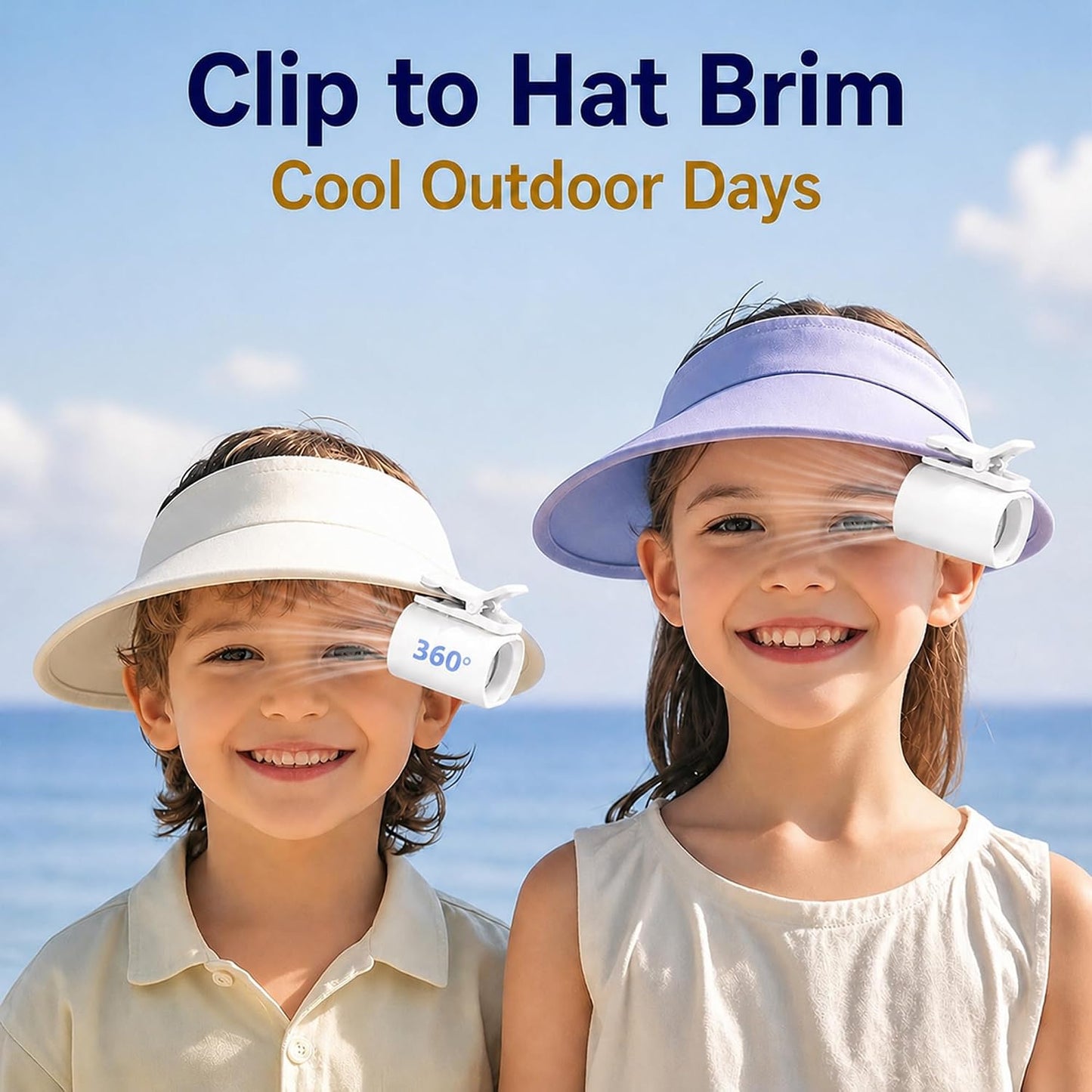 Portable Clip on Fan, 100-Speed Mini Rechargeable Personal Waist Fan | Portable personal fan with strong clamp and 360° airflow for strollers, office desks, golf carts, car seats and camping.