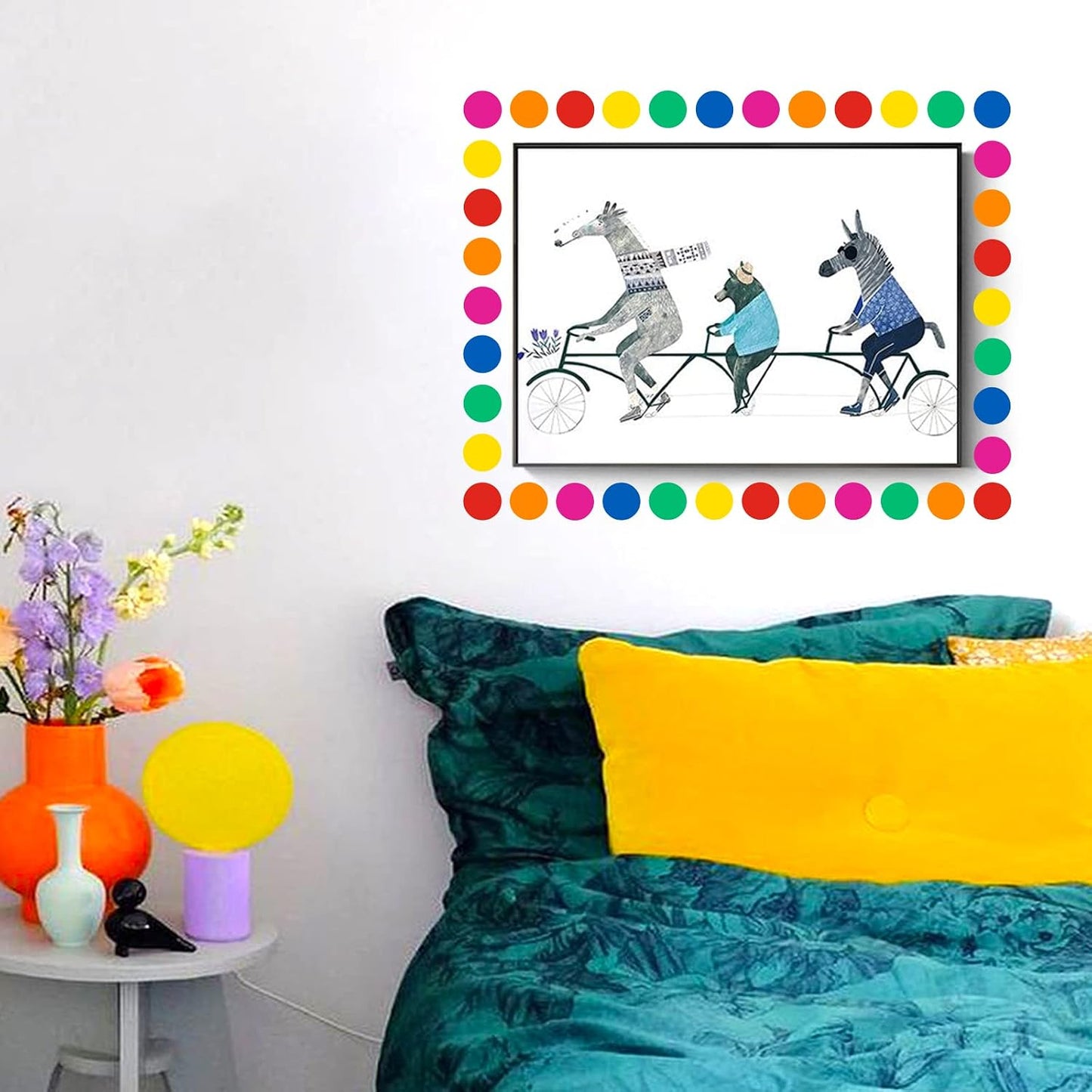 Misofuki 16 Rolls 960 Pcs 1"x4.5" Color Coded Moving Labels Stickers for Boxes with 4 Bedroom Labels - Can Stick on Furniture Directly, NOT Recommended for Rough Surfaces, Such as Carton
