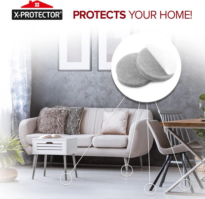 Felt Furniture Pads X-PROTECTOR - 48 Premium Floor Protector Chair Felts for Feet Wood Floors Best Hardwood Protect Your Hard Floors! (Brown)