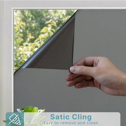 Niviy Frosted Glass Window Privacy Film Decorative, Static Cling Bathroom Window Frosting Film Day and Night Windows Cling Home Glass Door Cover, 17.5 inch x 78.7 inch