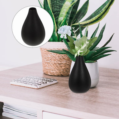 VOSAREA Small Black Vase Set of 2 Rustic Ceramic Flower Vases for Home Decor Minimalist Tabletop Accent for Desk Bookshelf Windowsill 4.13 X 4.72 X 2.36 in