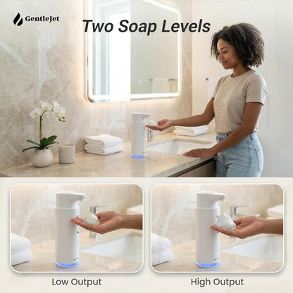 GentleJet CrystalJet Automatic Foam Soap Dispenser – Stainless Steel, Touchless Sensor, USB-C Rechargeable, Waterproof, Modern Bathroom & Kitchen Sink, 300 ml