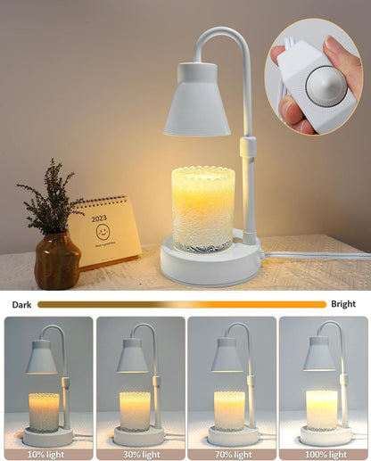 Elenhome Candle Warmer Lamp with Adjustable Height, Stepless Dimming Function-Home Decor Lamp, Metal Candle Lamp for Jar Candles, No Flame Scented Candle Warmer with 2 Bulbs (Black)