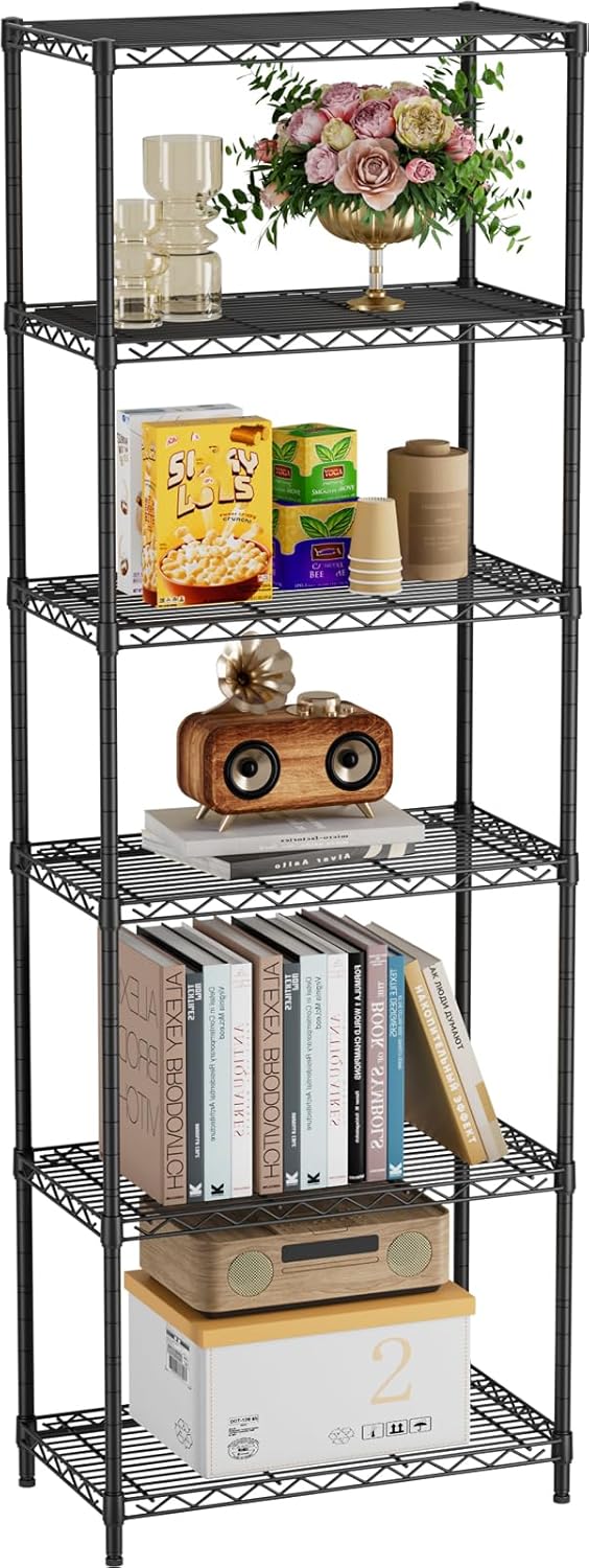 Golpart 4 Tier Adjustable Storage Shelves Metal Utility Shelf Wire Shelving Unit Organizer Rack for Home Kitchen Office Bathroom Pantry Room 12" D x 18" W x 44" H