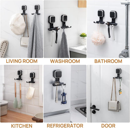 LEVERLOC Razor Holder for Shower 2 Pack, Powerful Suction Cup Shower Hooks for Towel, Loofah, Razor, Squeegee, Damage-Free Wall Hooks, Shaver Holder for Bathroom, Easy to Install and Reuse, White