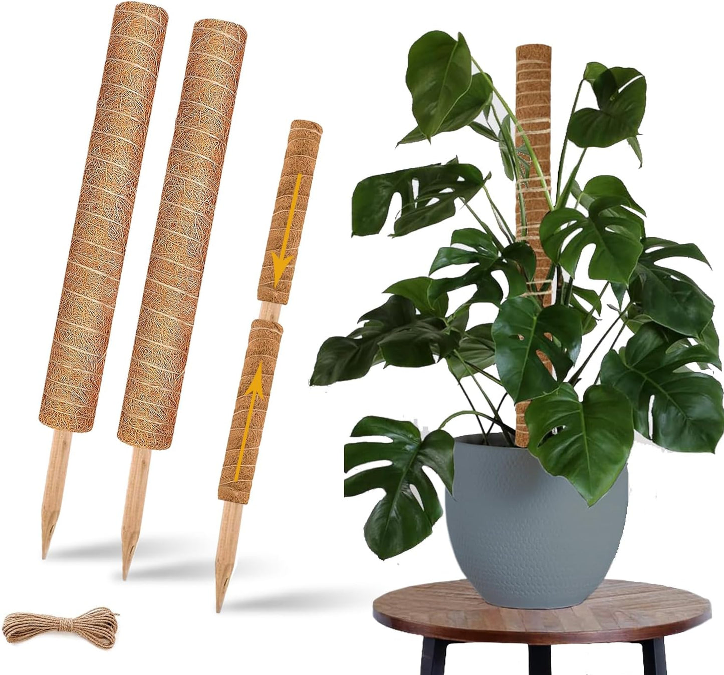 Moss Pole, 4Pack 21 Inch Plant Support Stakes for Indoor Plants, Monstera Plant Support Stakes, 69 Inch Tall Coir Plant Pole Sticks for Potted Plants, Pothos, Philodendron, Climbing Plants Accessories