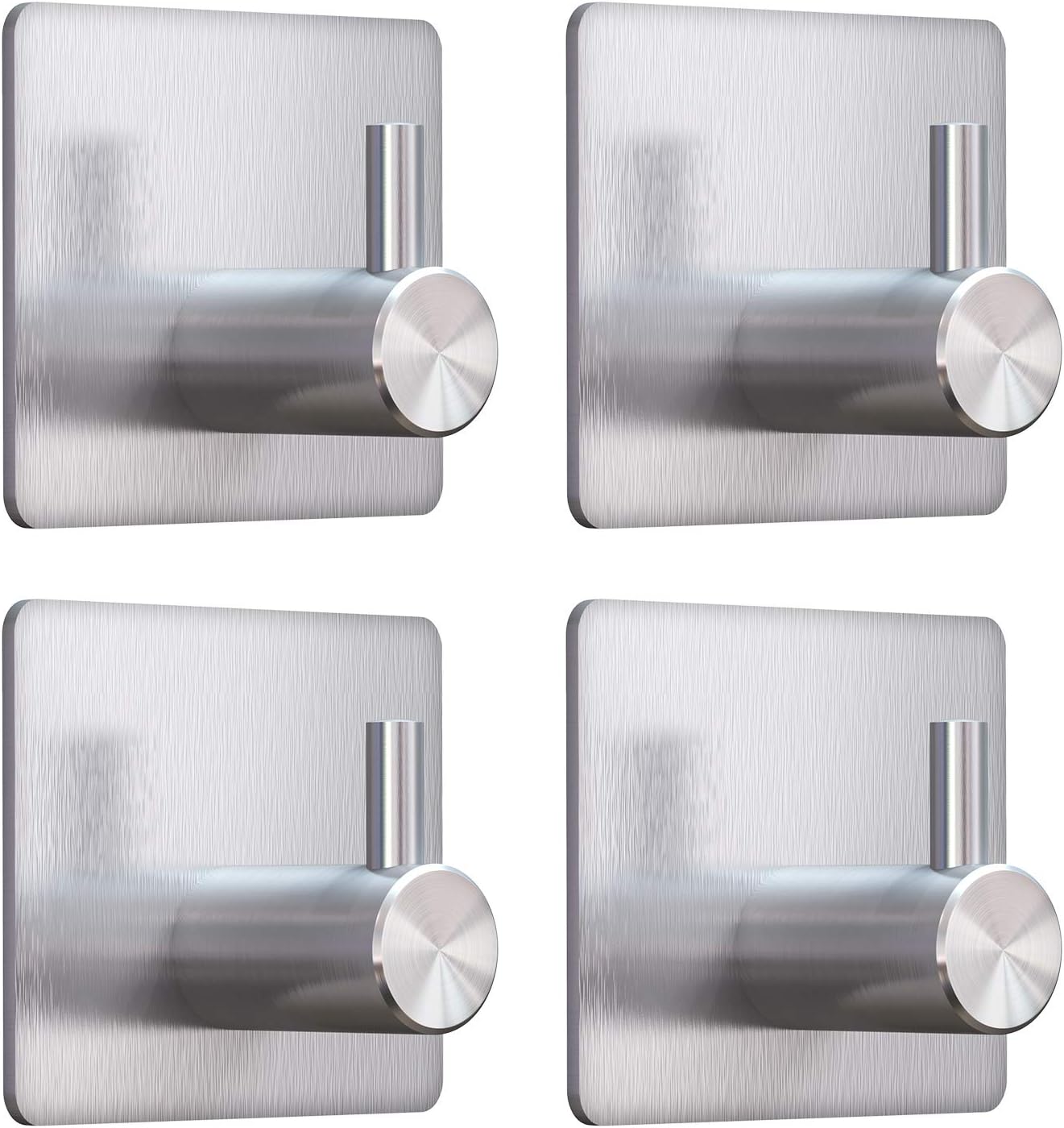 VIS'V Adhesive Towel Hooks, Waterproof Shower Wall Stick on Hooks, 2 Extra Adhesive Strips, White, 4 Pcs