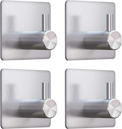 VIS'V Adhesive Towel Hooks, Waterproof Shower Wall Stick on Hooks, 2 Extra Adhesive Strips, White, 4 Pcs