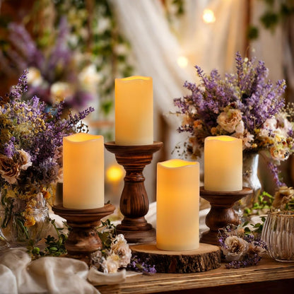 Raycare Outdoor Waterproof Flameless Candles, Battery Operated LED Electric Candles with Remote and Timers, Fake Pillar Candle for Patio, Porch, and Wedding Decor, Ivory, Set of 3(3"x4" 5" 6")