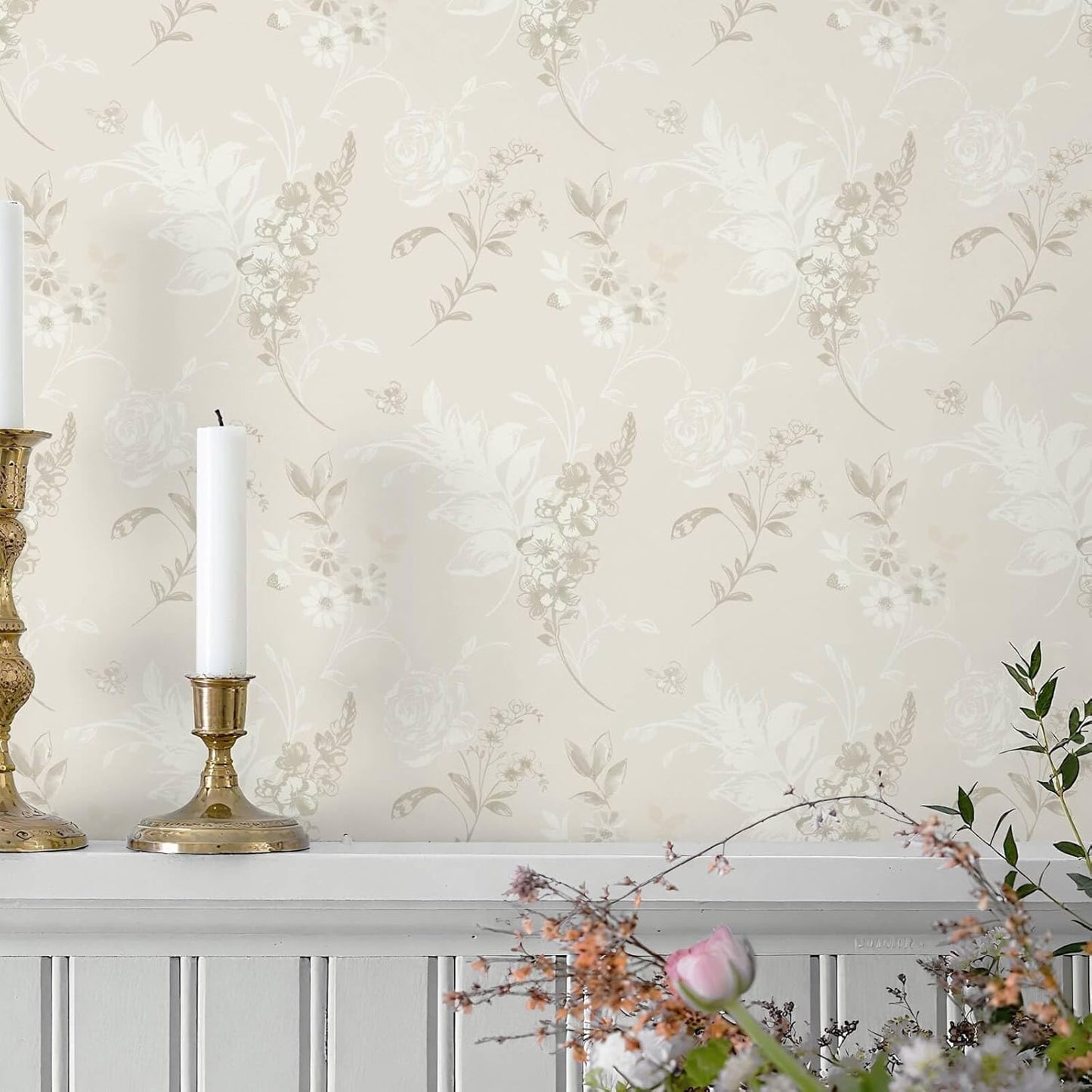 Heroad 16.1''x118'' Floral Peel and Stick Wallpaper Vintage Contact Paper Pink Rose Wall Paper Removable Renter Friendly Wallpaper for Bathroom Bedroom Nursery Waterproof Self Adhesive Vinyl Rolls