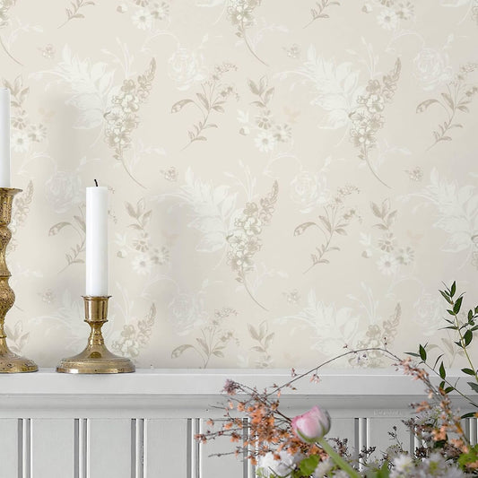 Heroad 16.1''x118'' Floral Peel and Stick Wallpaper Vintage Contact Paper Pink Rose Wall Paper Removable Renter Friendly Wallpaper for Bathroom Bedroom Nursery Waterproof Self Adhesive Vinyl Rolls