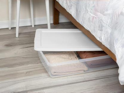 41 Quart Under Bed Storage Bins with Snap-On Lids, 2-Pack, Clear Plastic Stackable Tote Boxes, Closet Storage for Clothes Storage & Bedroom Organization